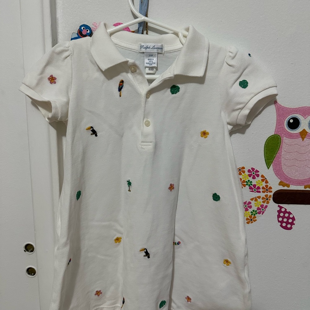 Ralph Lauren Kids Polo Dress with Embroidered Accents